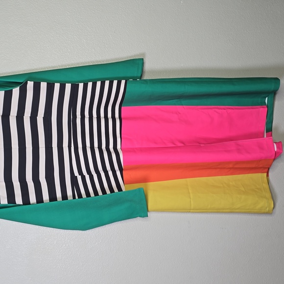 Oshoplive Colorblock Stripe Peplum Dress in Green, Pink, Orange & Yellow NwT. - Picture 8 of 8